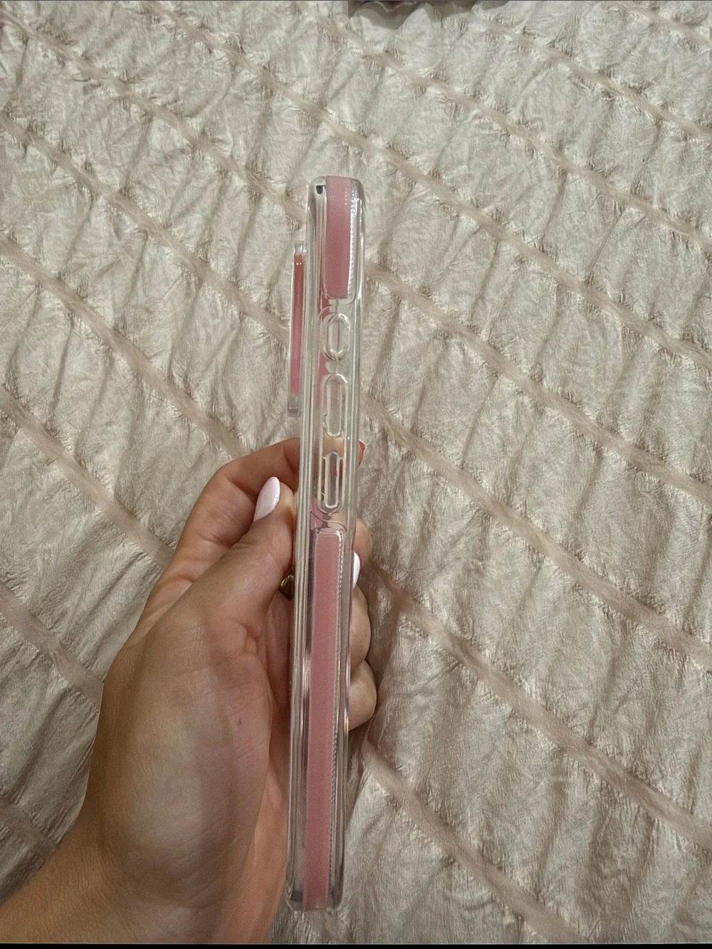 Clear Phone Case with Pink MagSafe Ring - Compatible Cell Phone Accessory